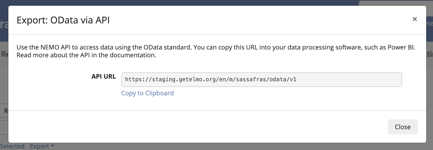 API link screen