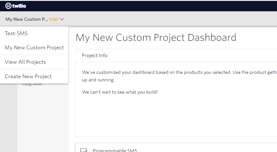 Create a new Twilio project