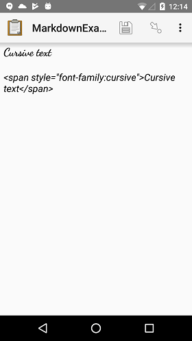 Font family example in ODK
