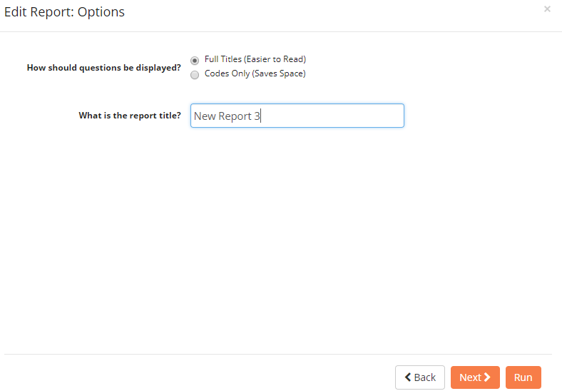 List report options