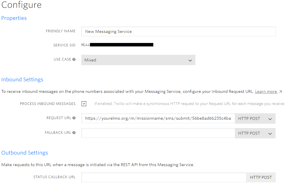 Programmable SMS Configuration