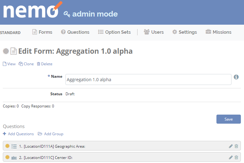 Standard form add questions